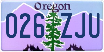 OR license plate 026ZJU