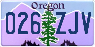 OR license plate 026ZJV