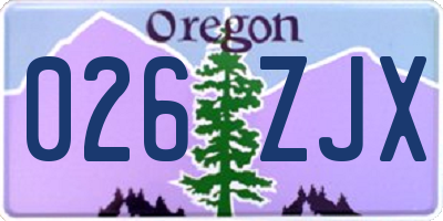 OR license plate 026ZJX