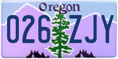 OR license plate 026ZJY