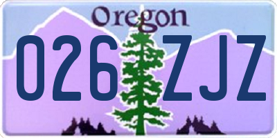 OR license plate 026ZJZ