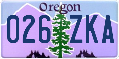 OR license plate 026ZKA
