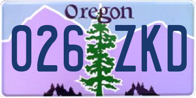 OR license plate 026ZKD