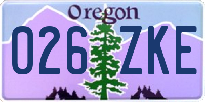 OR license plate 026ZKE