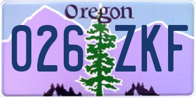 OR license plate 026ZKF