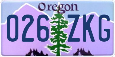 OR license plate 026ZKG