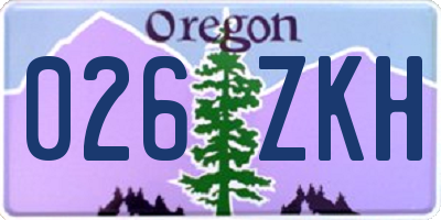 OR license plate 026ZKH