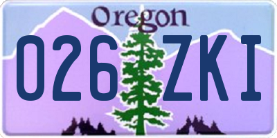OR license plate 026ZKI