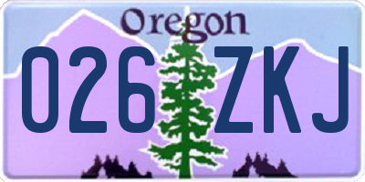 OR license plate 026ZKJ