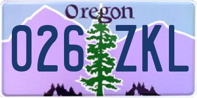 OR license plate 026ZKL