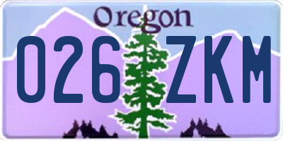 OR license plate 026ZKM