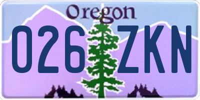 OR license plate 026ZKN