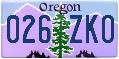 OR license plate 026ZKO