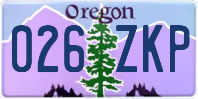 OR license plate 026ZKP