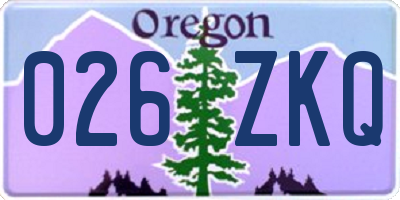 OR license plate 026ZKQ