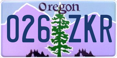 OR license plate 026ZKR