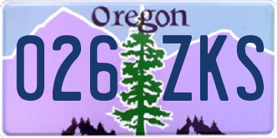 OR license plate 026ZKS