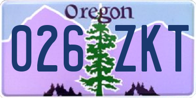 OR license plate 026ZKT
