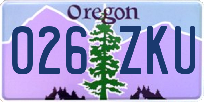 OR license plate 026ZKU