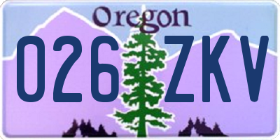 OR license plate 026ZKV