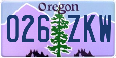 OR license plate 026ZKW
