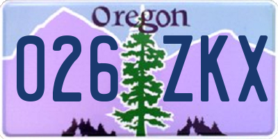 OR license plate 026ZKX