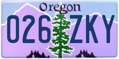 OR license plate 026ZKY