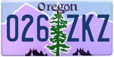 OR license plate 026ZKZ