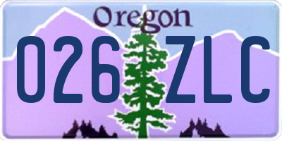 OR license plate 026ZLC