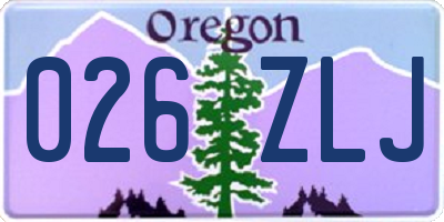 OR license plate 026ZLJ