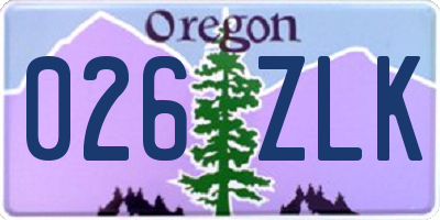 OR license plate 026ZLK