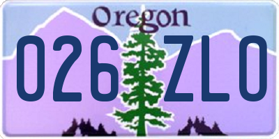 OR license plate 026ZLO