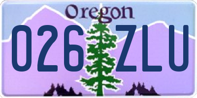 OR license plate 026ZLU