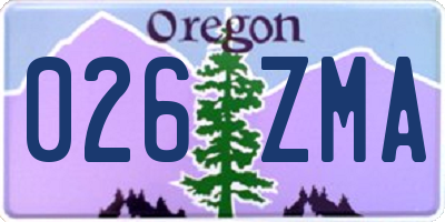 OR license plate 026ZMA