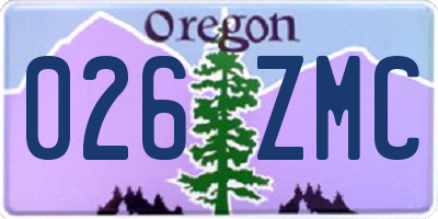 OR license plate 026ZMC