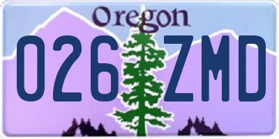 OR license plate 026ZMD