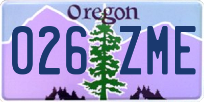 OR license plate 026ZME
