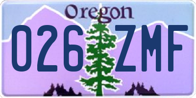 OR license plate 026ZMF