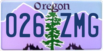 OR license plate 026ZMG
