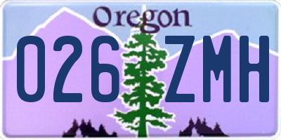 OR license plate 026ZMH