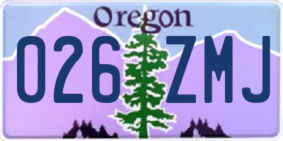 OR license plate 026ZMJ