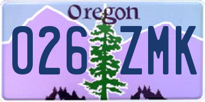 OR license plate 026ZMK