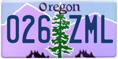 OR license plate 026ZML