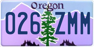 OR license plate 026ZMM