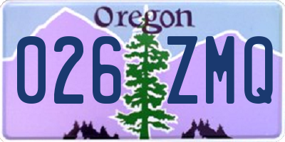 OR license plate 026ZMQ