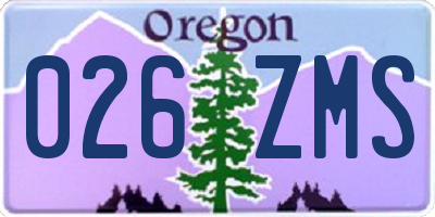 OR license plate 026ZMS