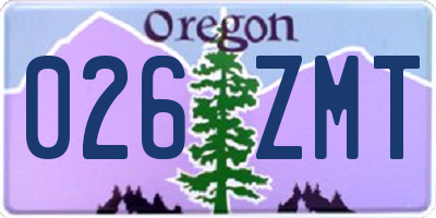 OR license plate 026ZMT