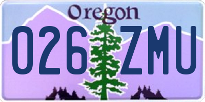 OR license plate 026ZMU