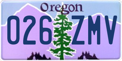 OR license plate 026ZMV