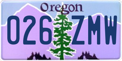 OR license plate 026ZMW